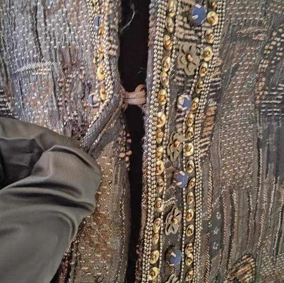 Chico's Black and Gold Embellished Nehru Jacket - Picture 12 of 14